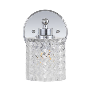 Spaulding Vintage Iron/Chevron Pattern Glass Farmhouse Cottage LED Vanity Light - JONATHAN Y